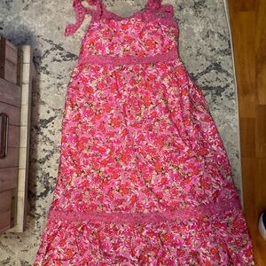 SHEIN Pink Floral Maxi Dress